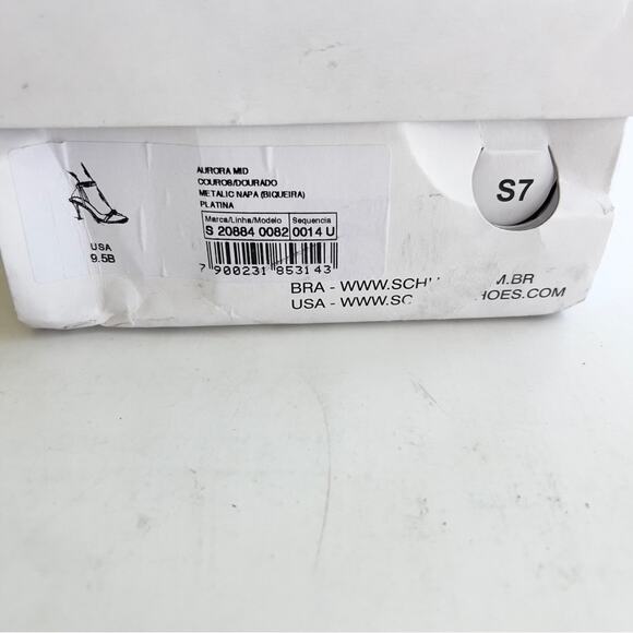 New SCHUTZ Aurora Mid Heel Sandal Women's SIZE 9.5 Gold Metalic Napa Platina - Picture 12 of 12